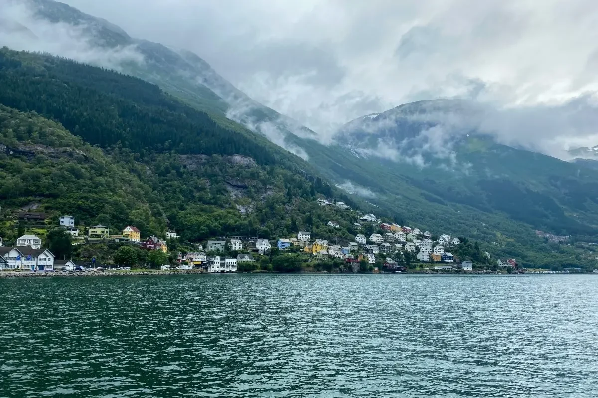The village of Odda located behind the sea