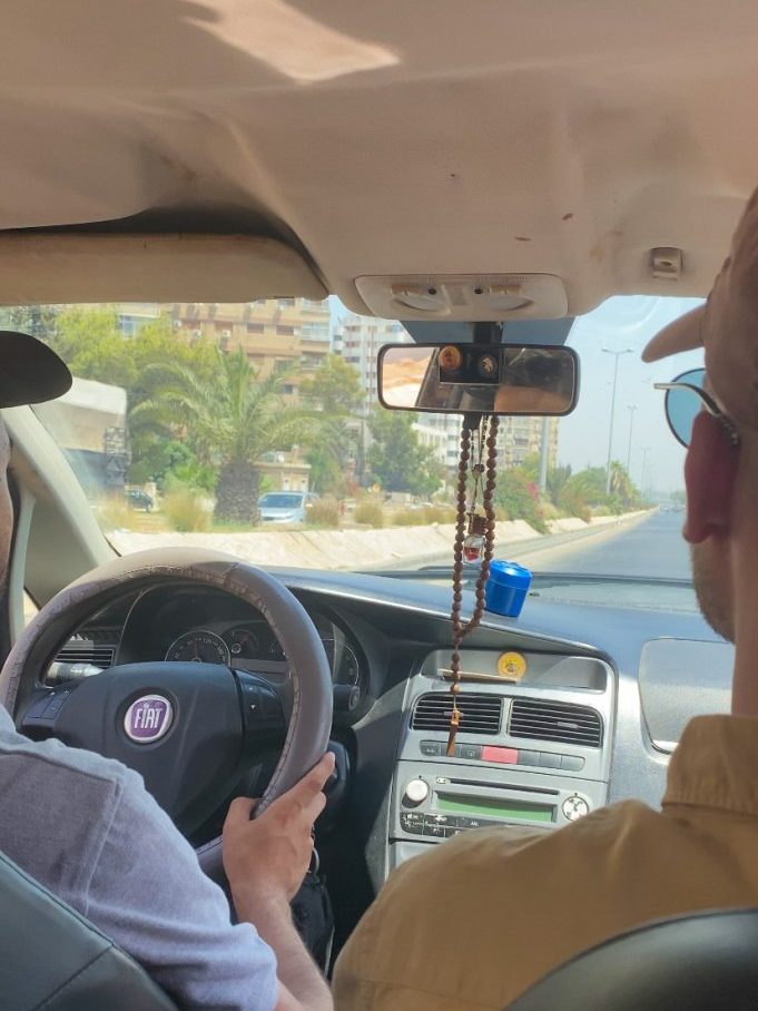 Driving to Damascus with our local driver