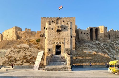 The Aleppo Citadel, one of the main attractions in Syria. It is a massive structure, surviving for thousands of years