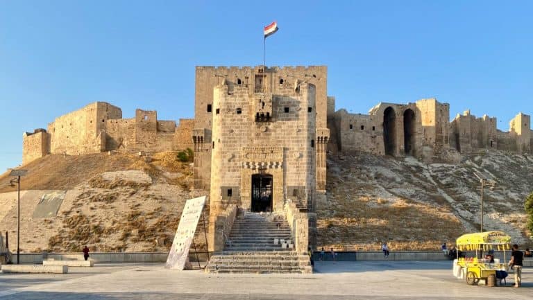 The Aleppo Citadel, one of the main attractions in Syria. It is a massive structure, surviving for thousands of years