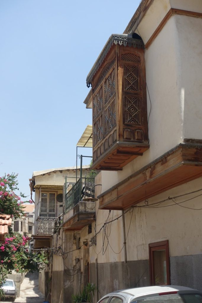 One of the old buildings with Ottoman windows in the centre of Damascus