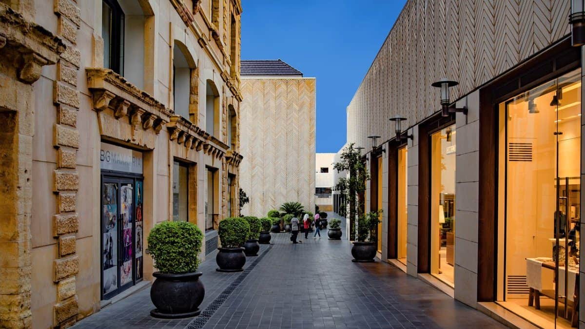 An alley in the Beirut Souk, with boutique stores in each side