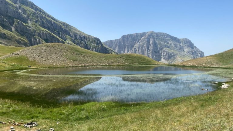 The Drakolimni of tymphi. It is Summer, and the lake water has evaporated