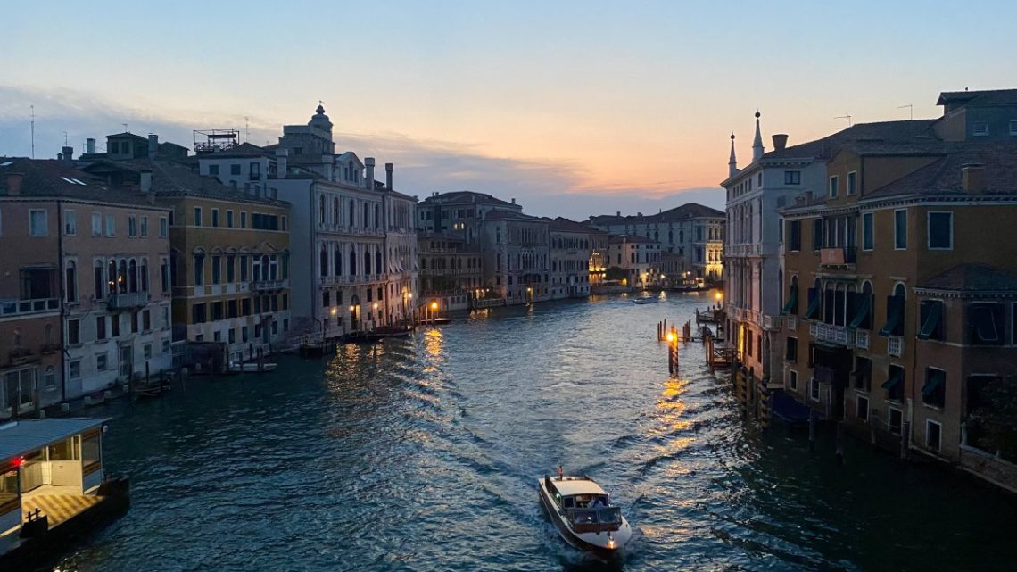 Nighttime views from the grand canal in Venice. One of the best things to do in Venice