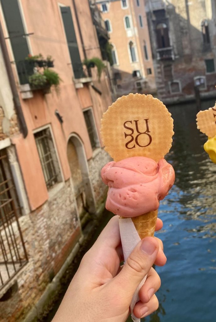 Strawberry ice cream from SUSO in Venice, Italy