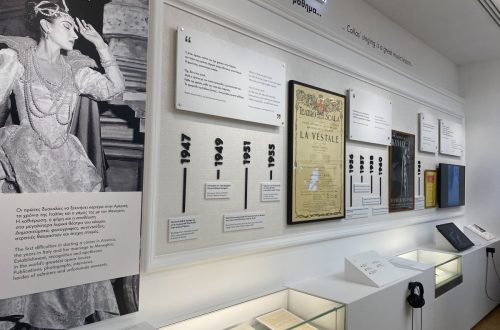 A display of artifacts used by Maria Callas, as found in her museum