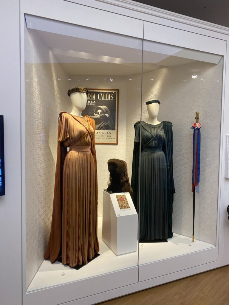 Two Dresses, one orange and one blue, as worn by Maria Callas herself in her iconic shows