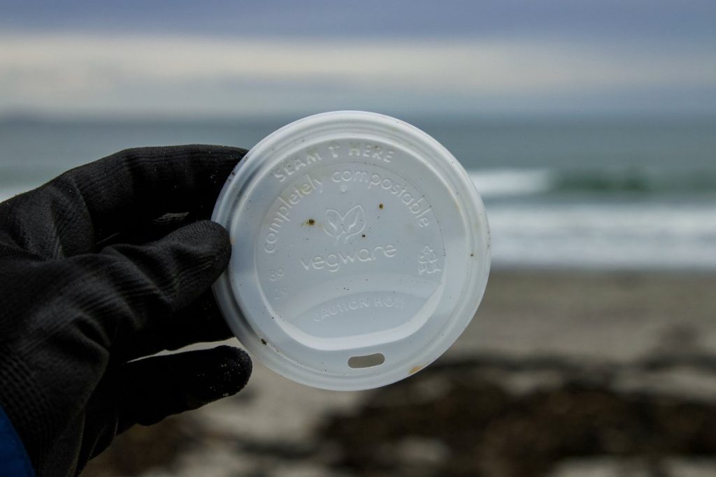 A plastic cup found in a beach
