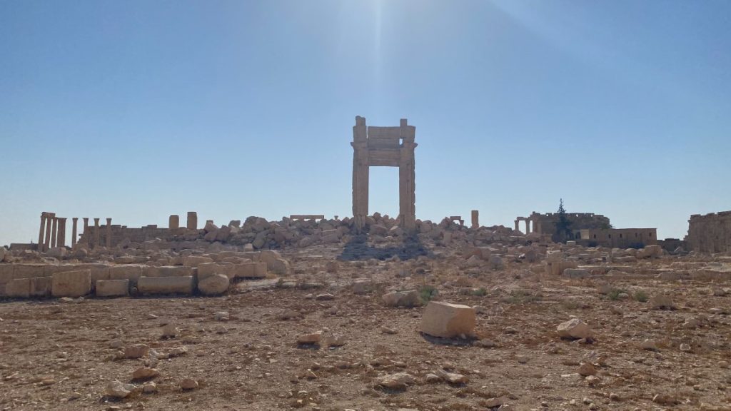 Visiting the Ruins of Palmyra in Syria, one can explore the remnants of the Temple of Bel.