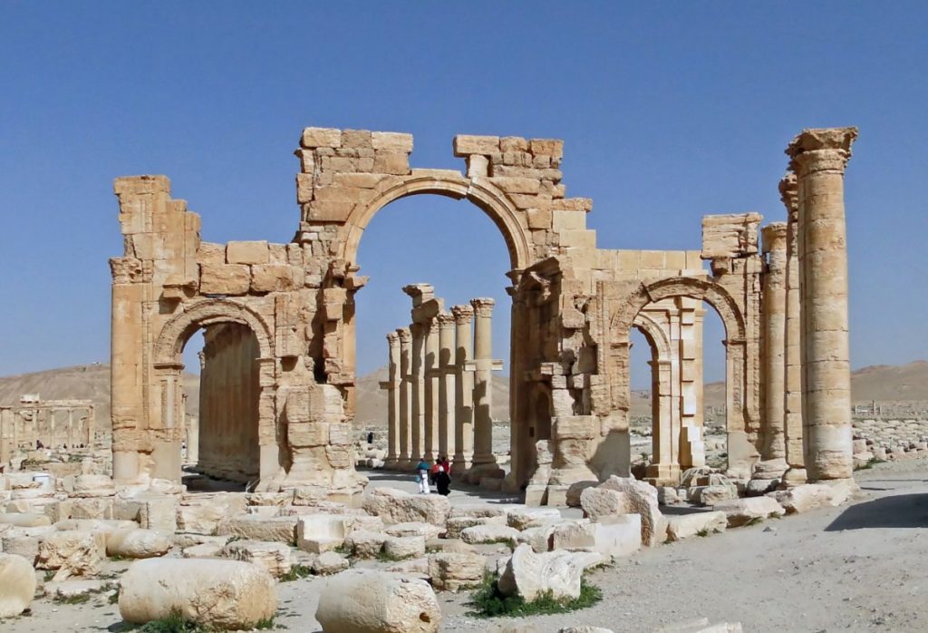 The arch, one of the most famous of Palmyra's ruins, as it was before ISIS