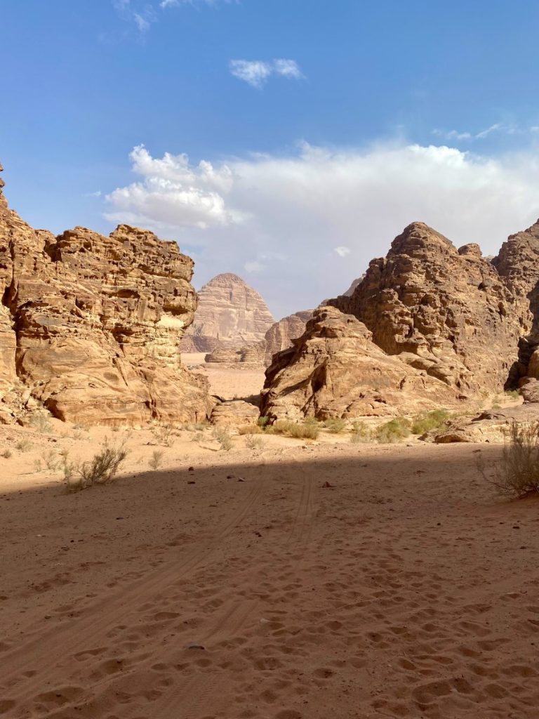 A view in the desert of Wadi Rum, Jordan
