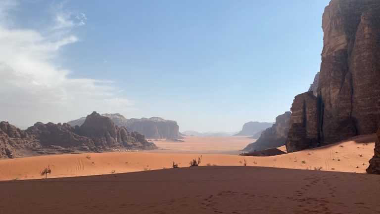 The Vast Jordanian Dessert as seen from a sandhill in Wadi Rum