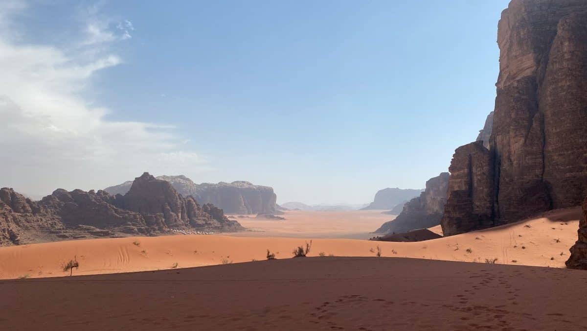 The Vast Jordanian Dessert as seen from a sandhill in Wadi Rum