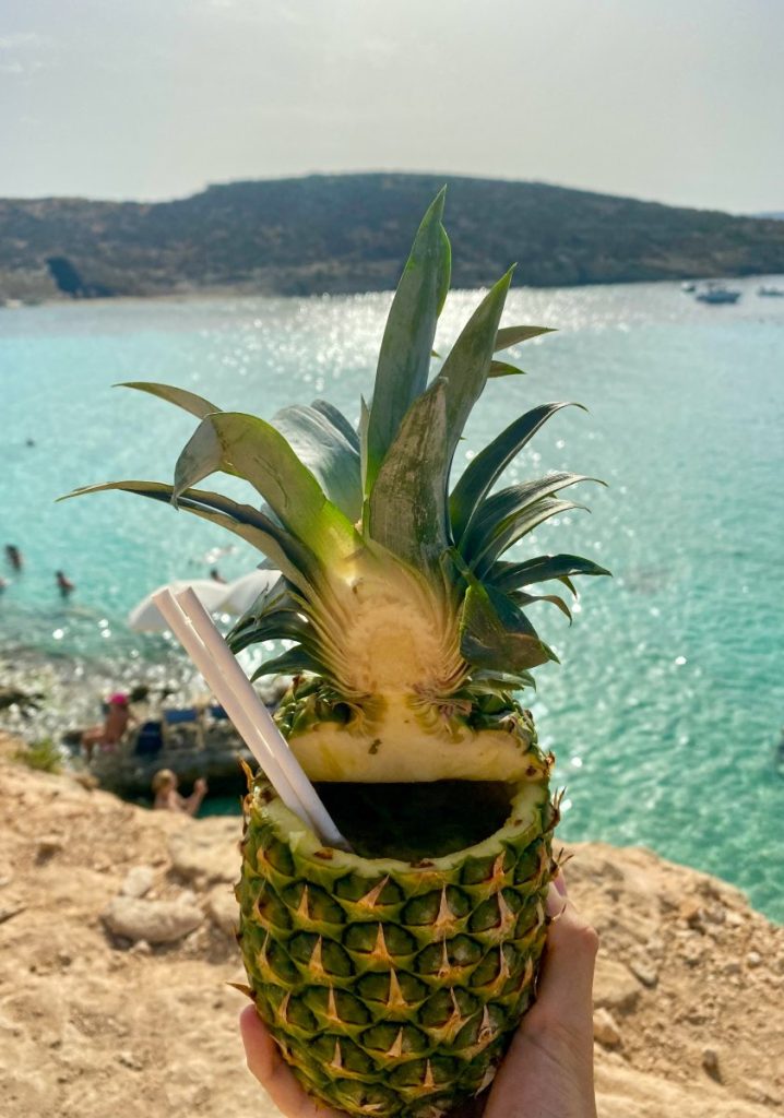 A Pinneaple drink in the amazing island of Comino, Malta