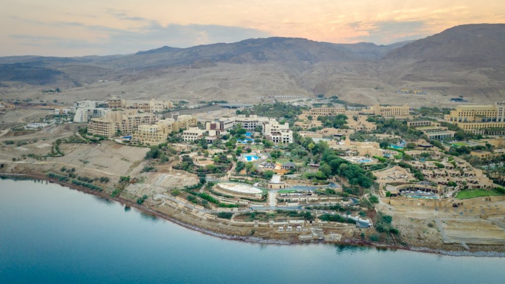 A view of the dead sea in Jordan from above