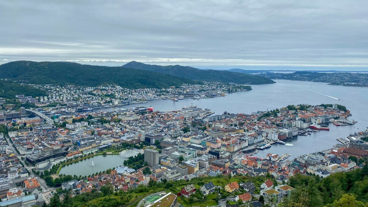 A stunning panoramic view of bergen from the top of mt. Floyen