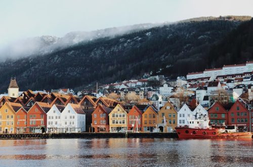 Far views from Bryggen. One of the most iconic things to see during your Bergen trip. It consists of many colorful buildings one next to another