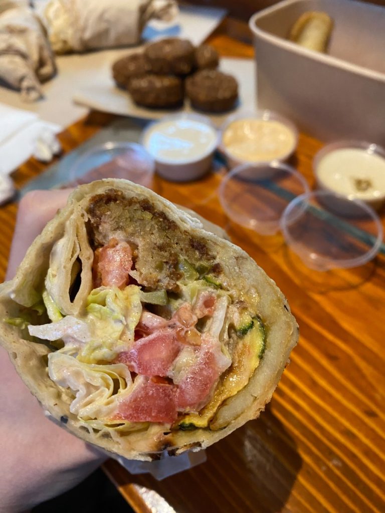 The Zucchini Zing wrap, one of the best things you can get in Falafelo str. food