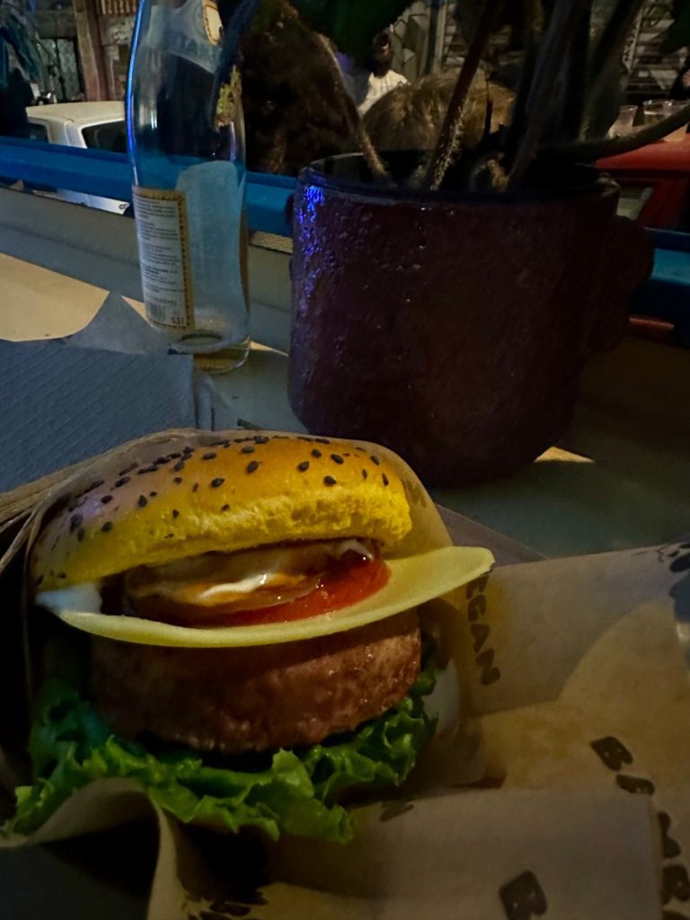 A vegan cheeseburger that We had In Bamboo Vegan. Every friday they host a special pop-up event