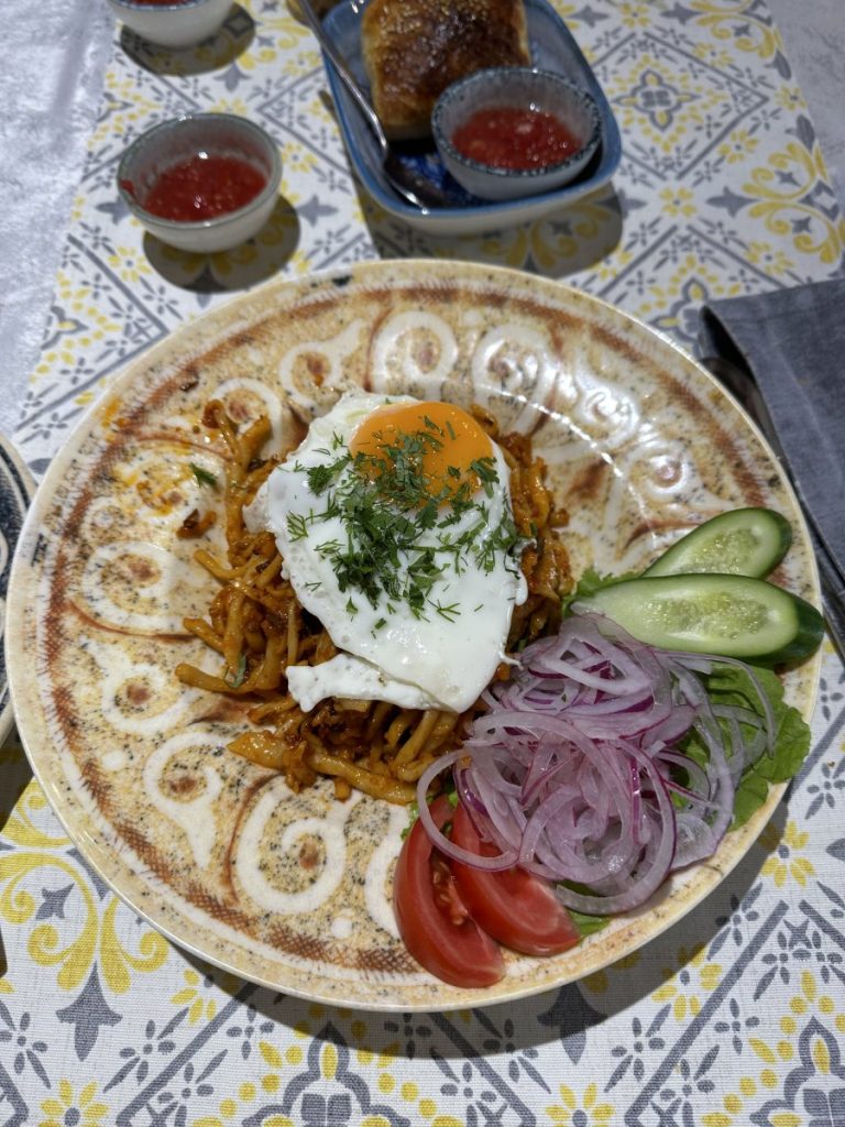 Lagman at the Joy Chaikhana lounge in Bukhara, Uzbekistan