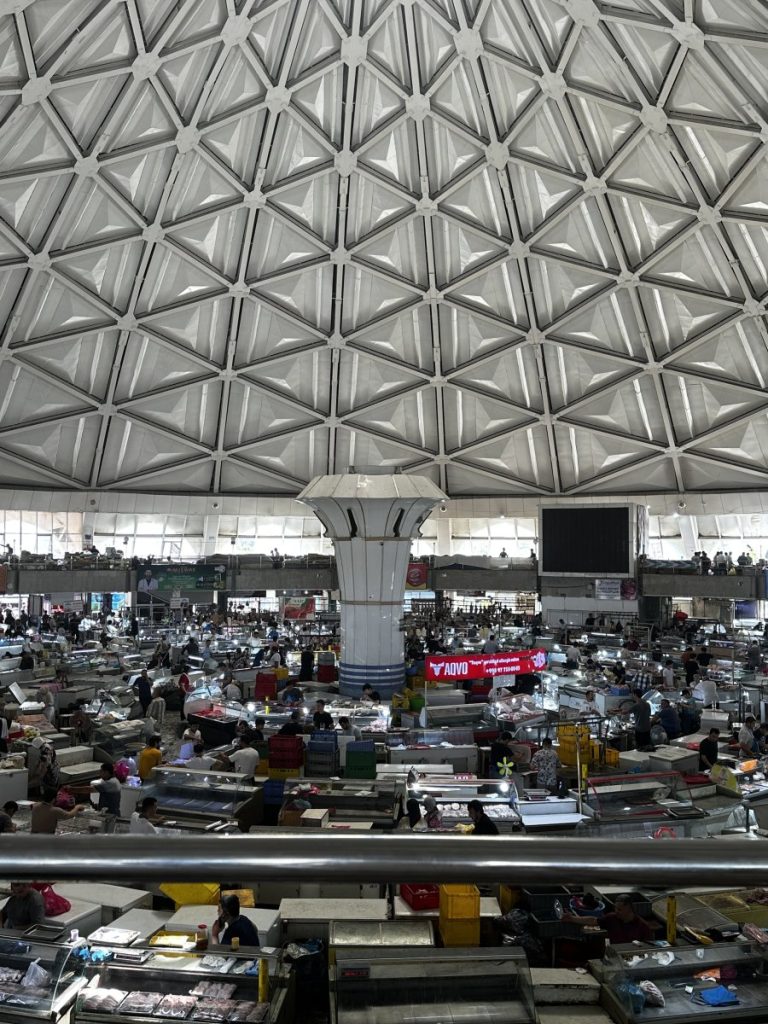 The interior of Chorsu Bazaar in Tashkent, Uzbekistan