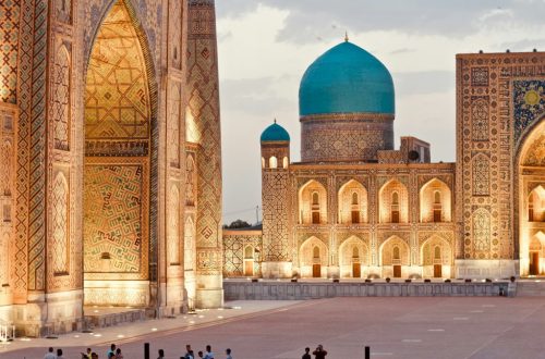 The Views of the Regisatan square in Samarkand, Uzbekistan