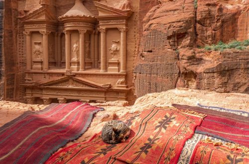 Views of the treasury in Petra, Jordan