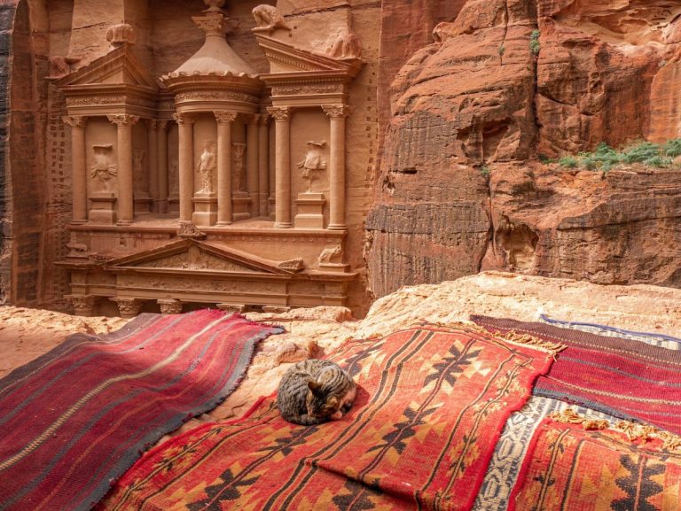 Views of the treasury in Petra, Jordan
