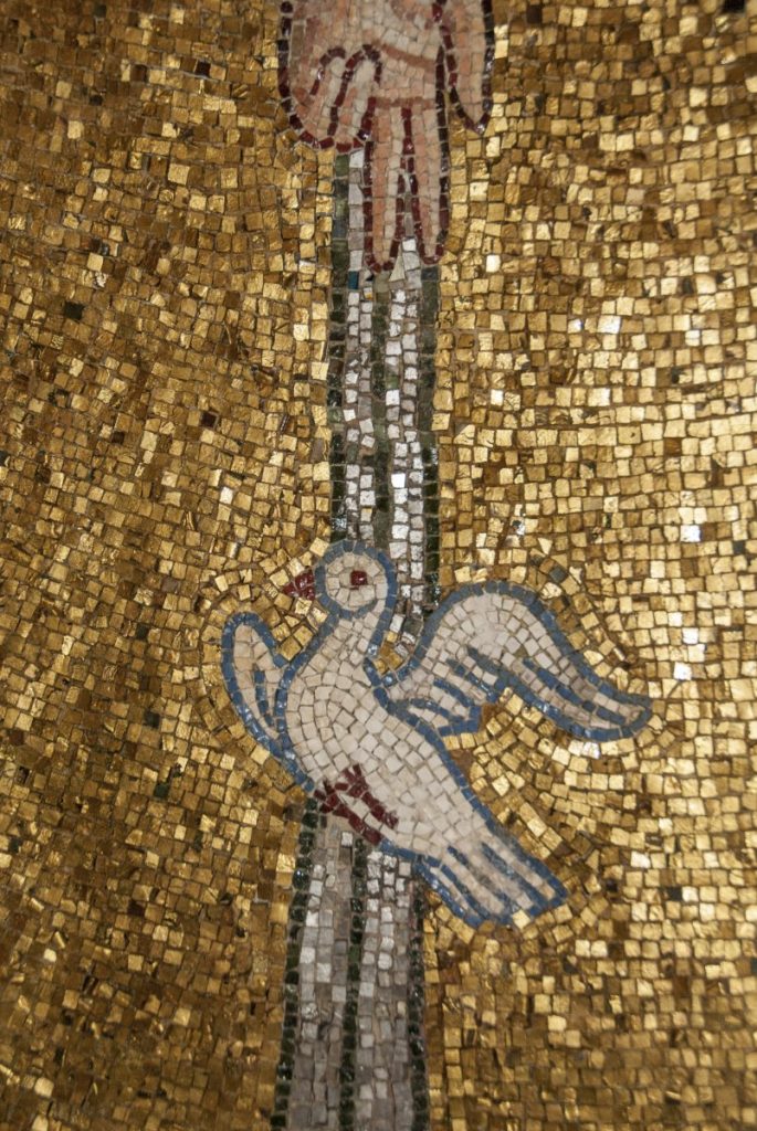 A mosaic depicting a bird