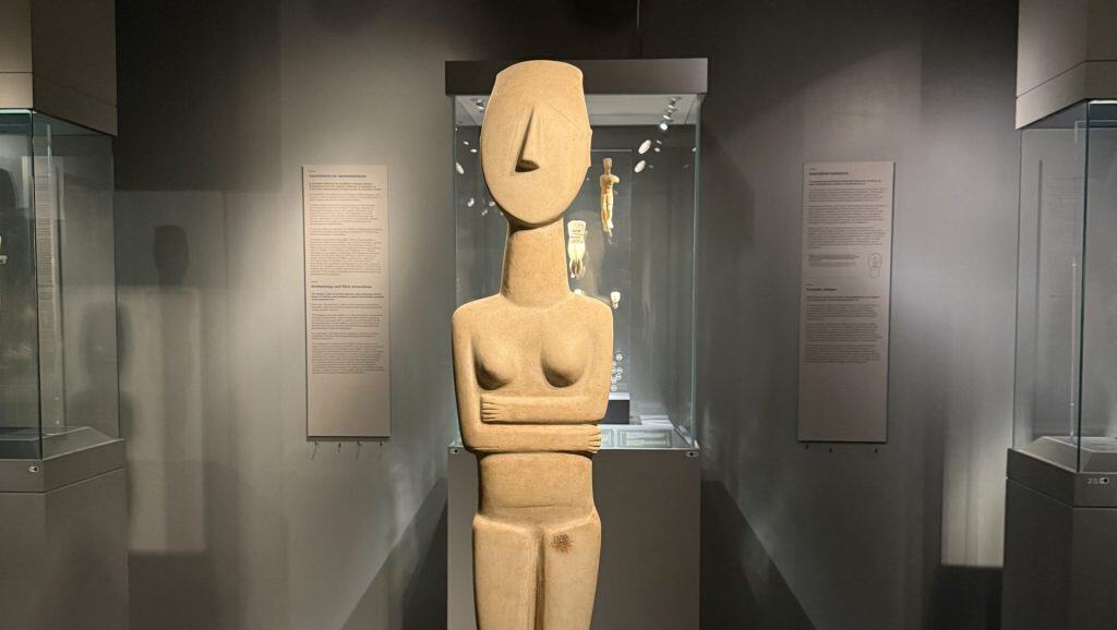 A woman's idol statue displayed in the Cycladic museum in Athens, one of the best museums beyond the Acropolis