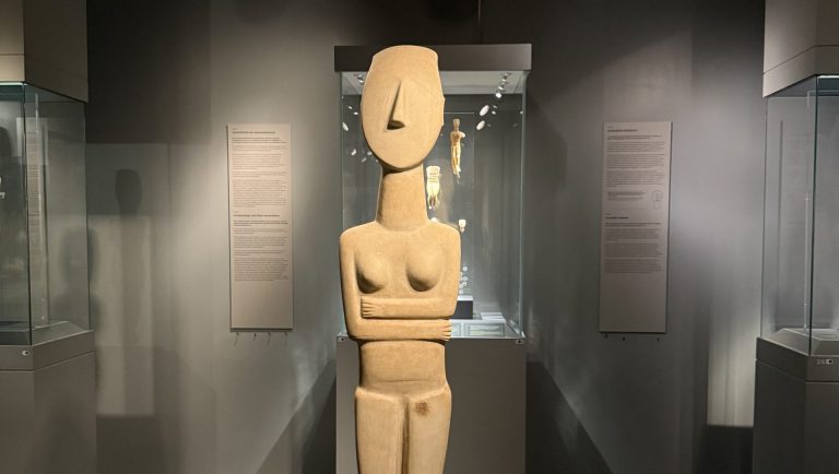 A woman's idol statue displayed in the Cycladic museum in Athens, one of the best museums beyond the Acropolis