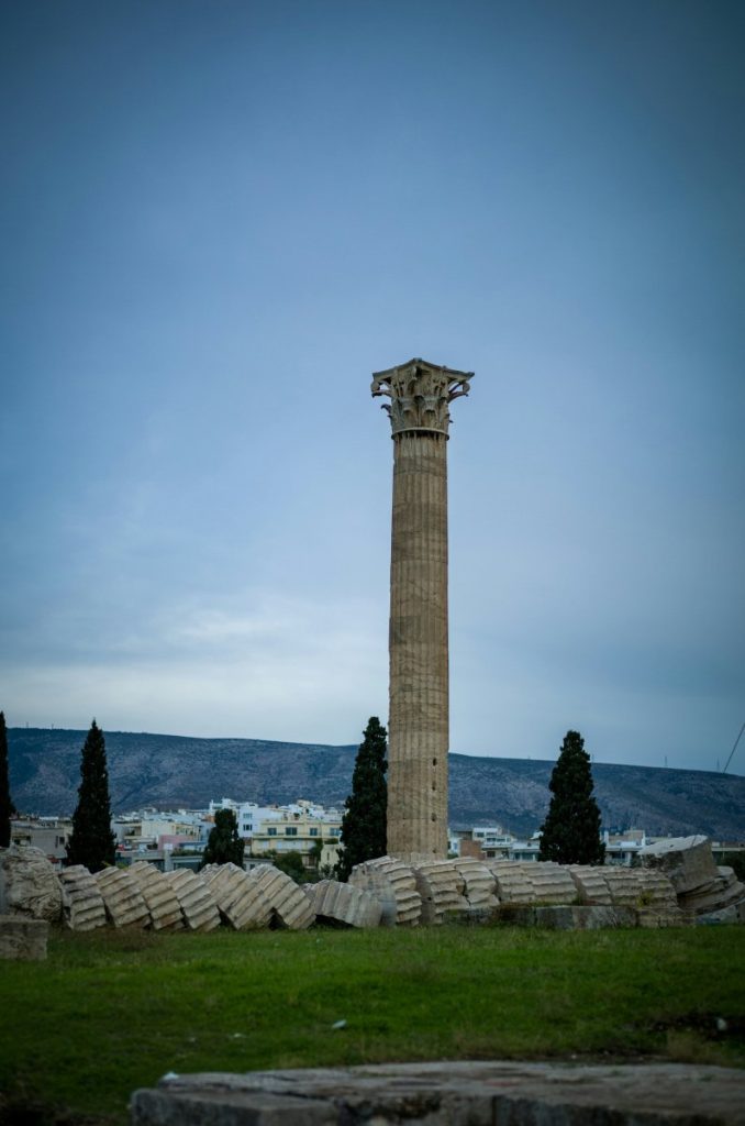 the fallen collumn at the temple of Olympian Zeus