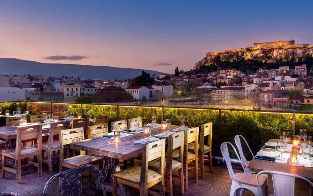 Afternoon views of the Acropolis from the rooftop of the 360 degrees hotel in Monastiraki square