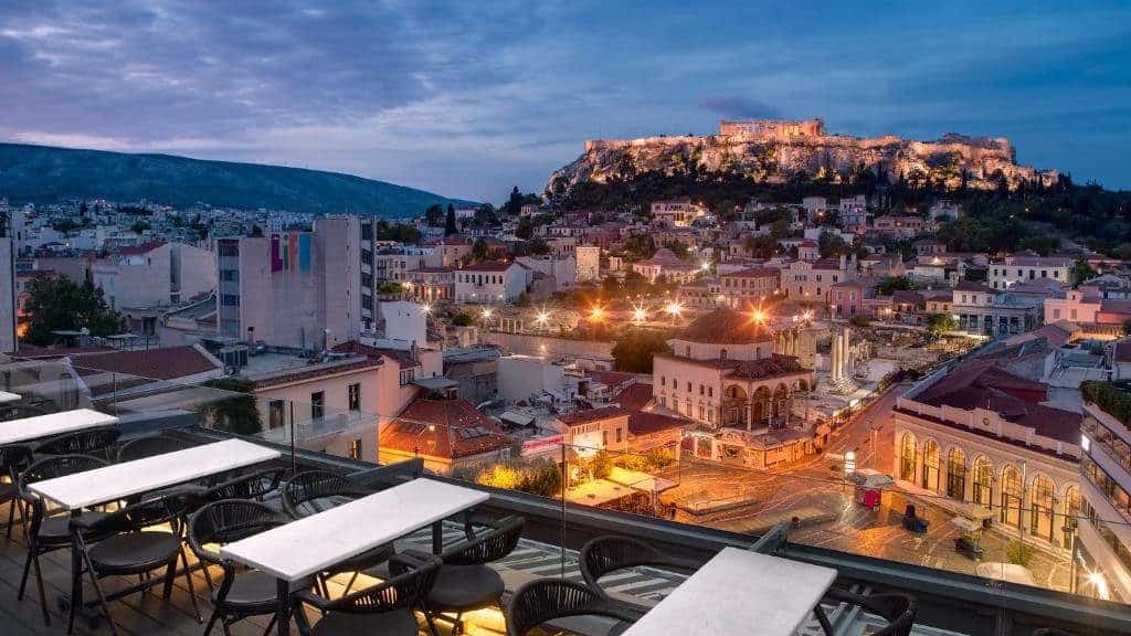 Acropolis views from the restaurant of hotel A for Athens in Monastiraki