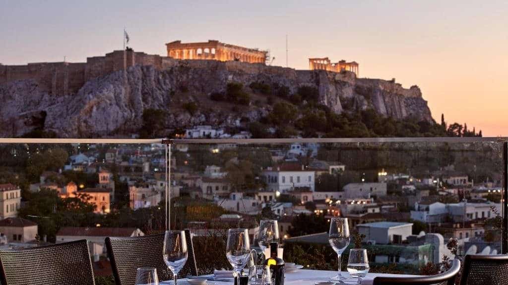 Afternoon Acropolis views from the restaurant of hotel Electra Metropolis